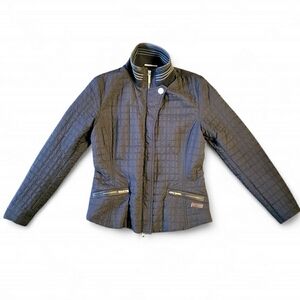 Versace Sport Women's Black Quilted Ski Jacket Vintage '90s Stand Collar Moto